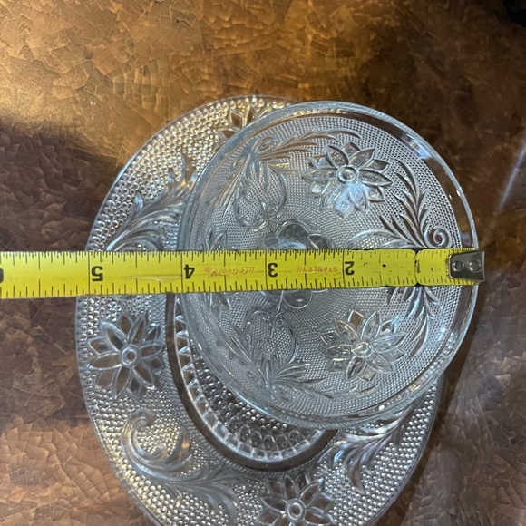 Two vintage Indiana glass CHANTILLY LACE floral snack sets more available - Picture 5 of 11